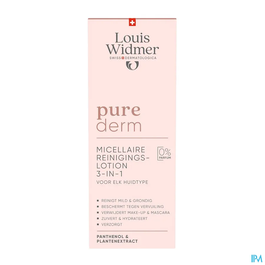 packshot van Louis Widmer Purederm Micellaire Reinigingslotion 3-in-1 200 ml