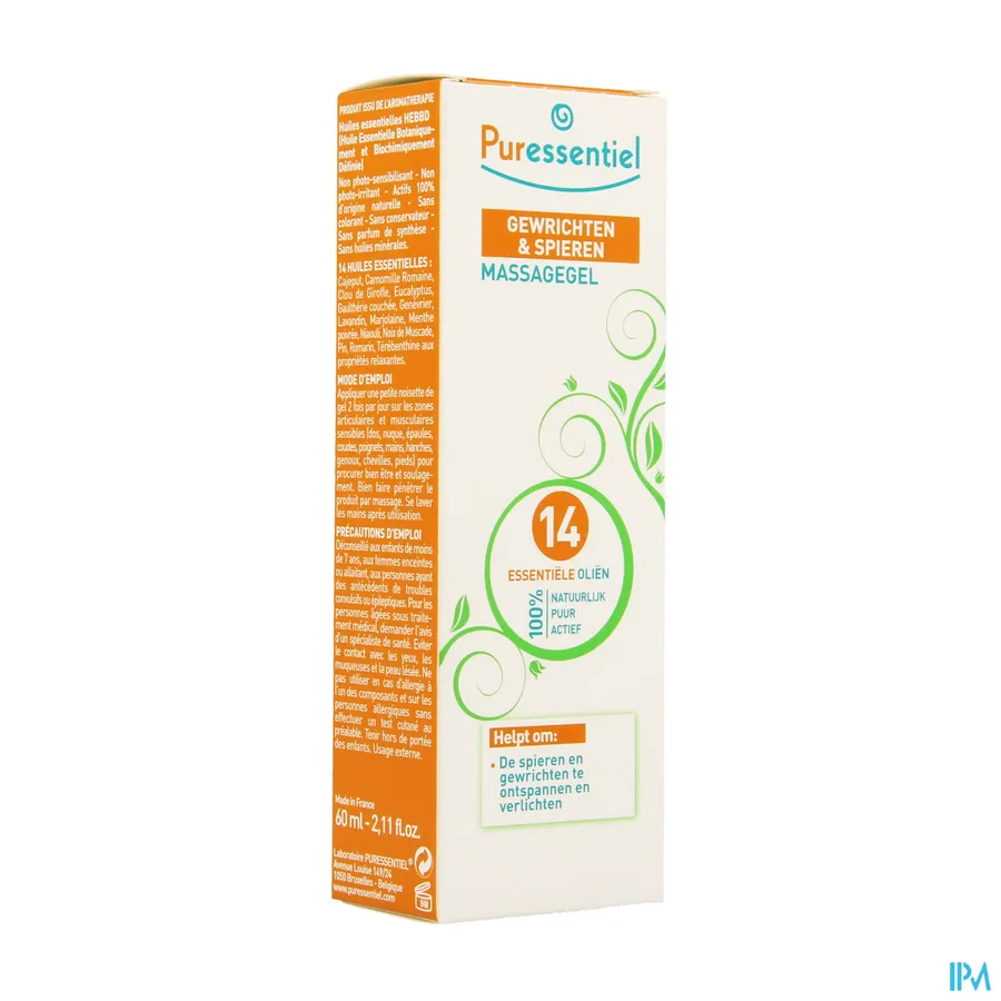 packshot van Puressentiel Gel voor Gewrichten en Spieren met 14 Essentiële Oliën 60 ml
