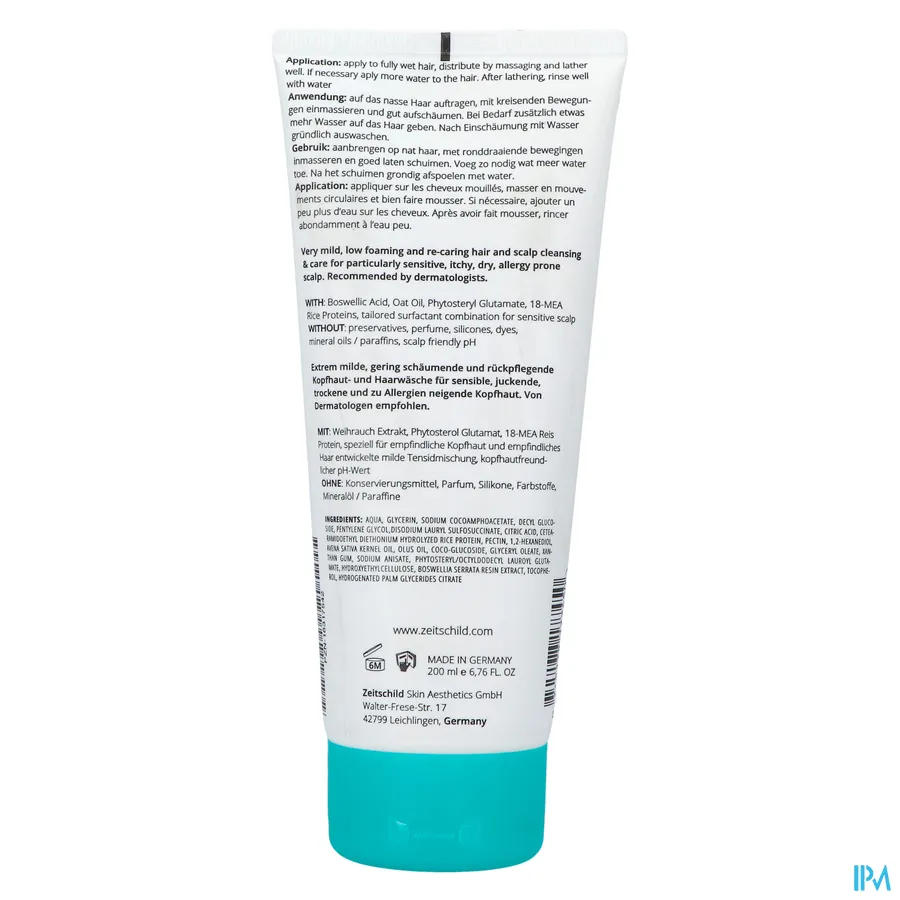 packshot van Zeitschild Derma Systems Shampoo Sensitive 200 ml