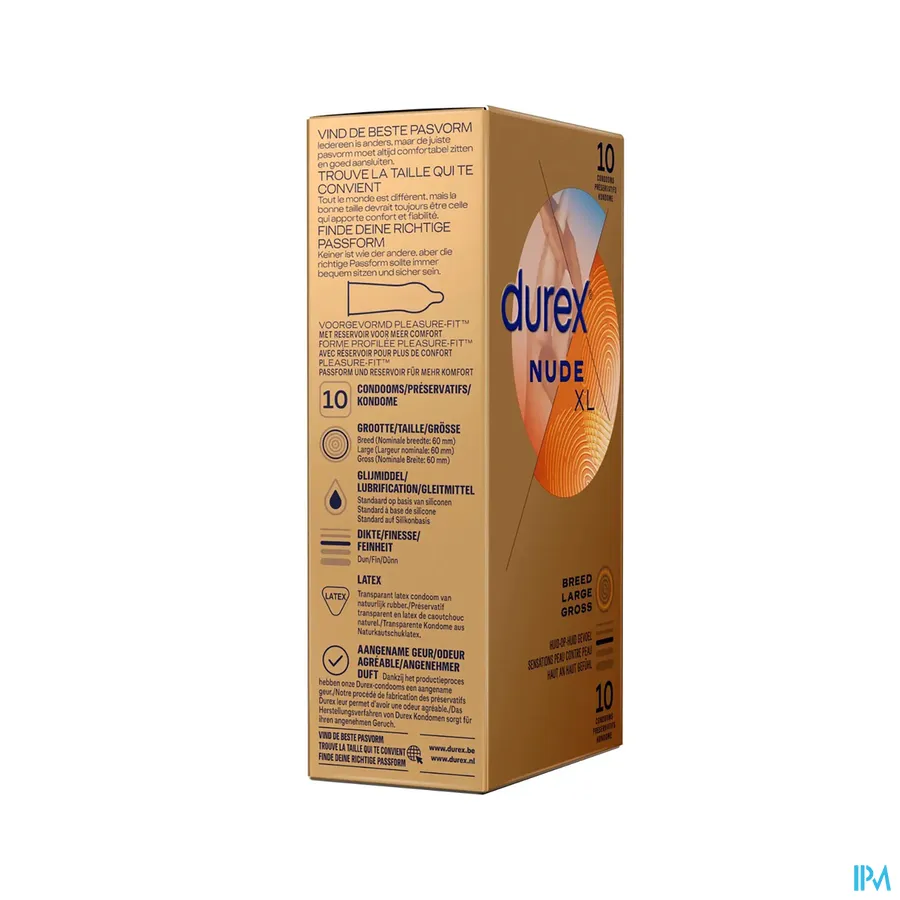 packshot van Durex Nude -Extra Large- voor Huid-op-Huid Gevoel 10 Extra Dunne Condooms