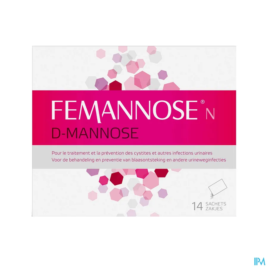 packshot van Femannose voor Behandeling en Preventie van Blaasontsteking en Urineweginfecties 14 Zakjes