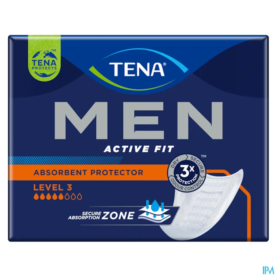packshot van TENA Men Active Fit Absorbent Protector Level 3 16 stuks