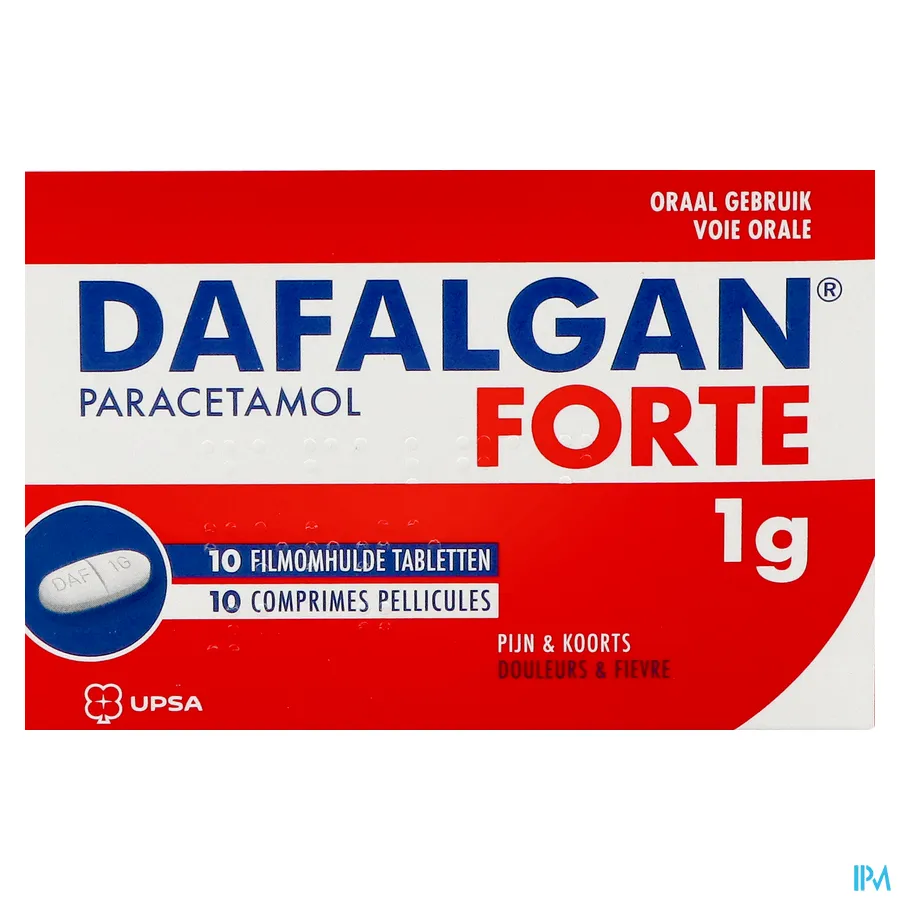packshot van Dafalgan Forte 1g 10 tabletten