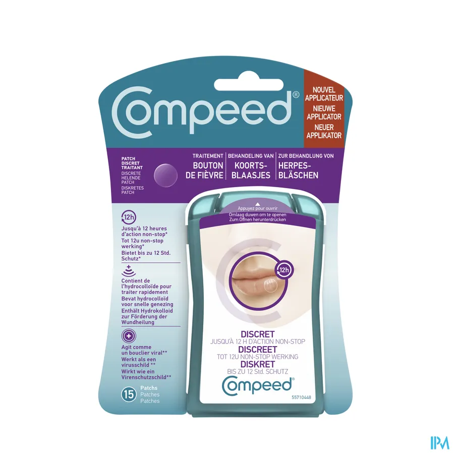 packshot van Compeed Discrete Helende Patch voor Behandeling van Koortsblaasjes 15 Stuks