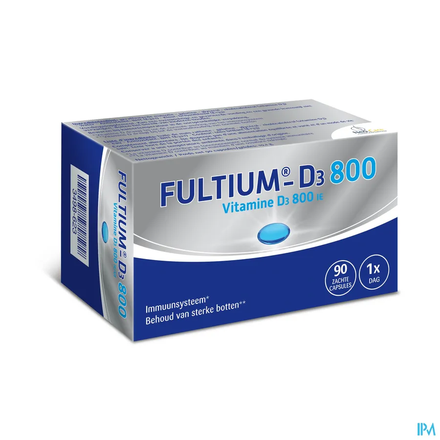packshot van Fultium-D3 800 met 800 IU Vitamine D voor het Immuunsysteem en het Behoud van Sterke Botten 90 Capsules