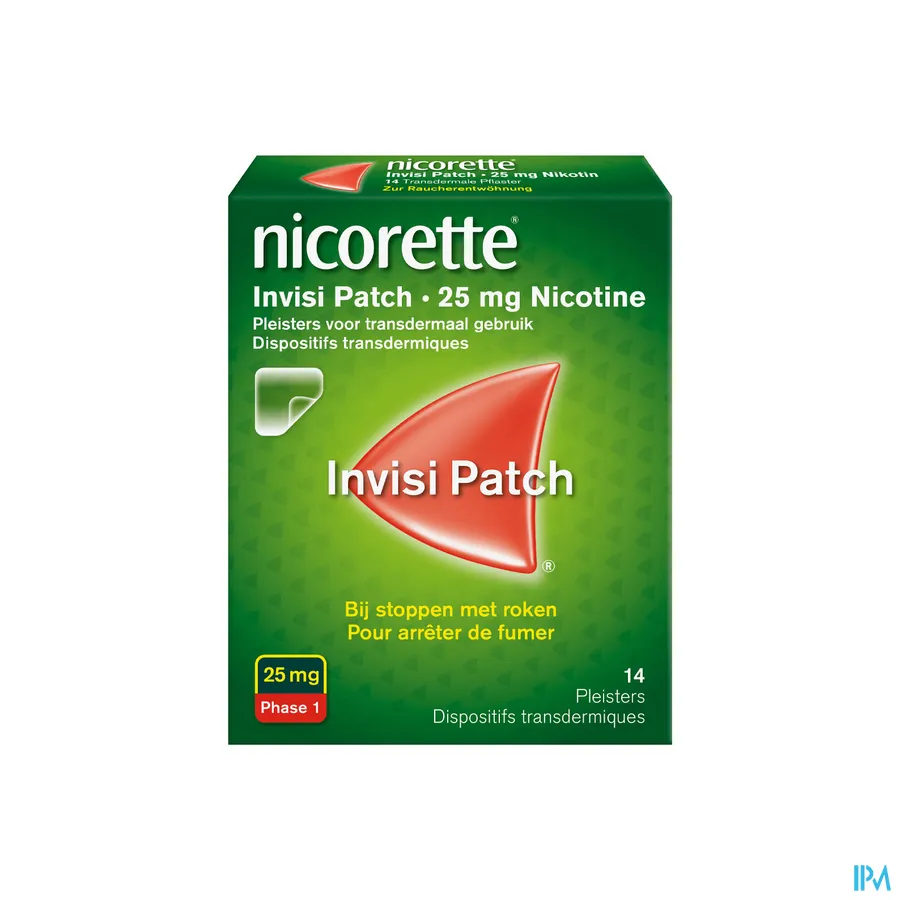 packshot van Nicorette Invisi patch 25mg 14 stuks