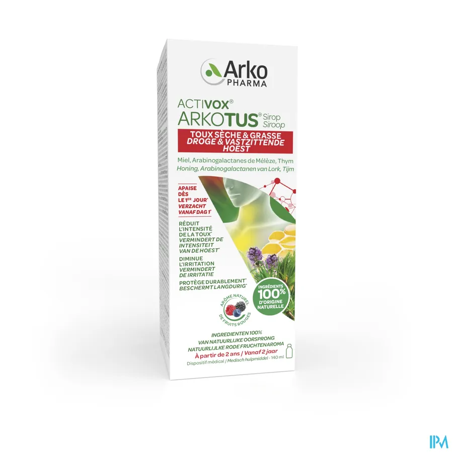 packshot van Arkotus Siroop voor Verlichting van de Droge Hoest voor 100% van Natuurlijke Oorsprong vanaf 2 Jaar 140 ml