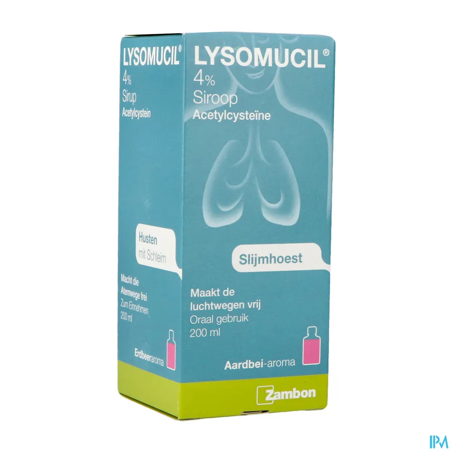 packshot van Lysomucil 4% Siroop 200ml