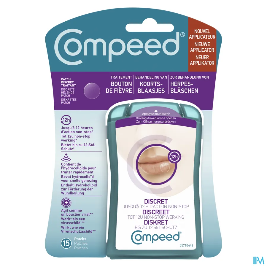 packshot van Compeed Discrete Helende Patch voor Behandeling van Koortsblaasjes 15 Stuks