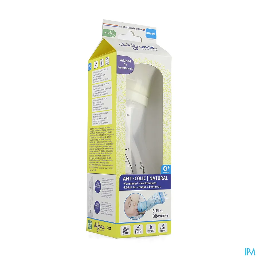 packshot van Difrax S-Fles Natural Crème 250 ml 1 stuk