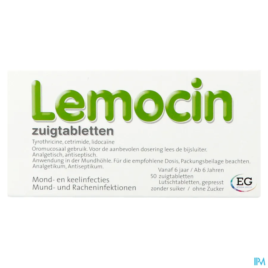 packshot van Lemocin bij Mond- en Keelinfecties 50 Zuigtabletten