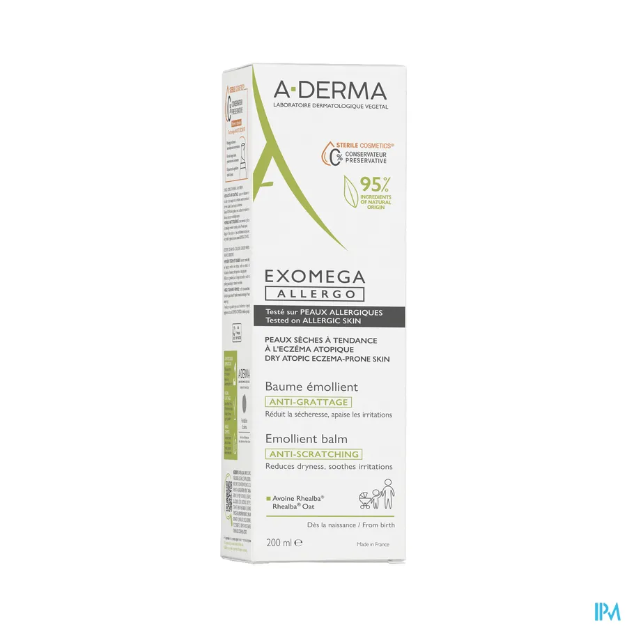 packshot van A-Derma Exomega Allergo Emolliërende Balsem 200 ml