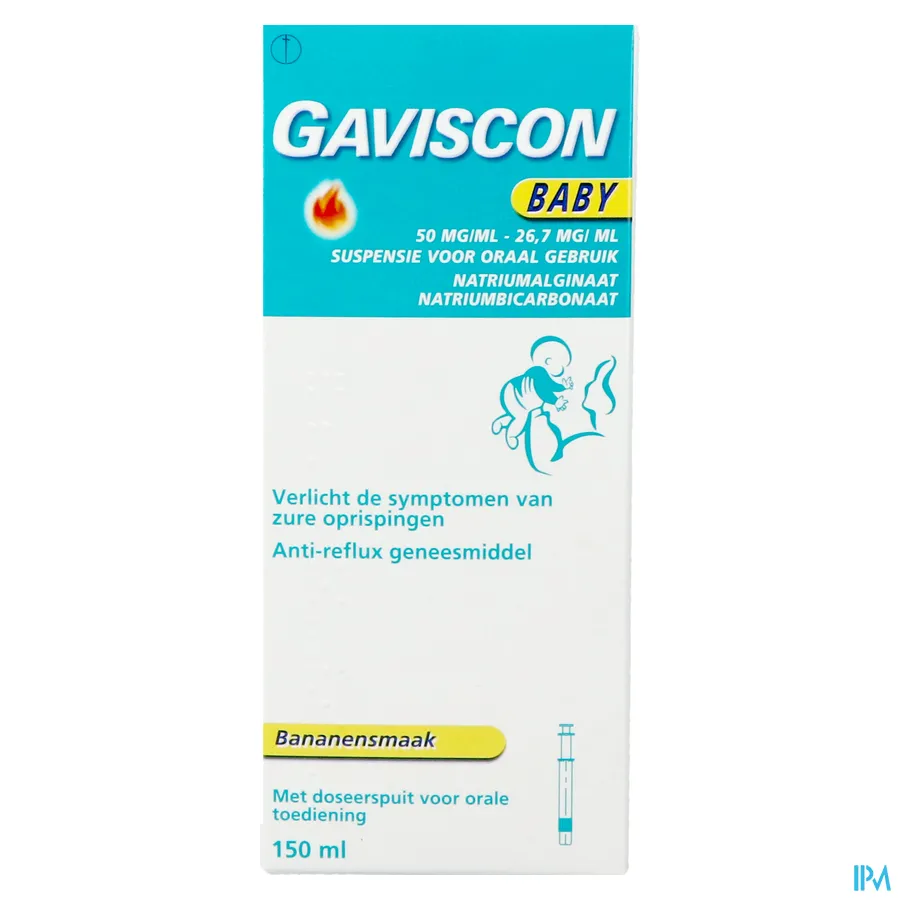 packshot van Gaviscon Baby Anti-Reflux Geneesmiddel voor Verlichting van Symptomen van Zure Oprispingen 150 ml