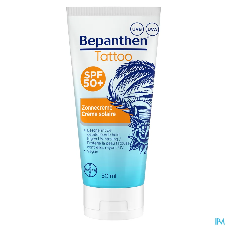 packshot van Bepanthen Tattoo Zonnecrème SPF50+ 50 ml