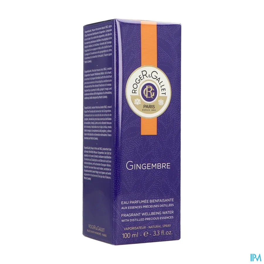 packshot van Roger & gallet Gingembre Fris Water Parf Vapo 100 ml