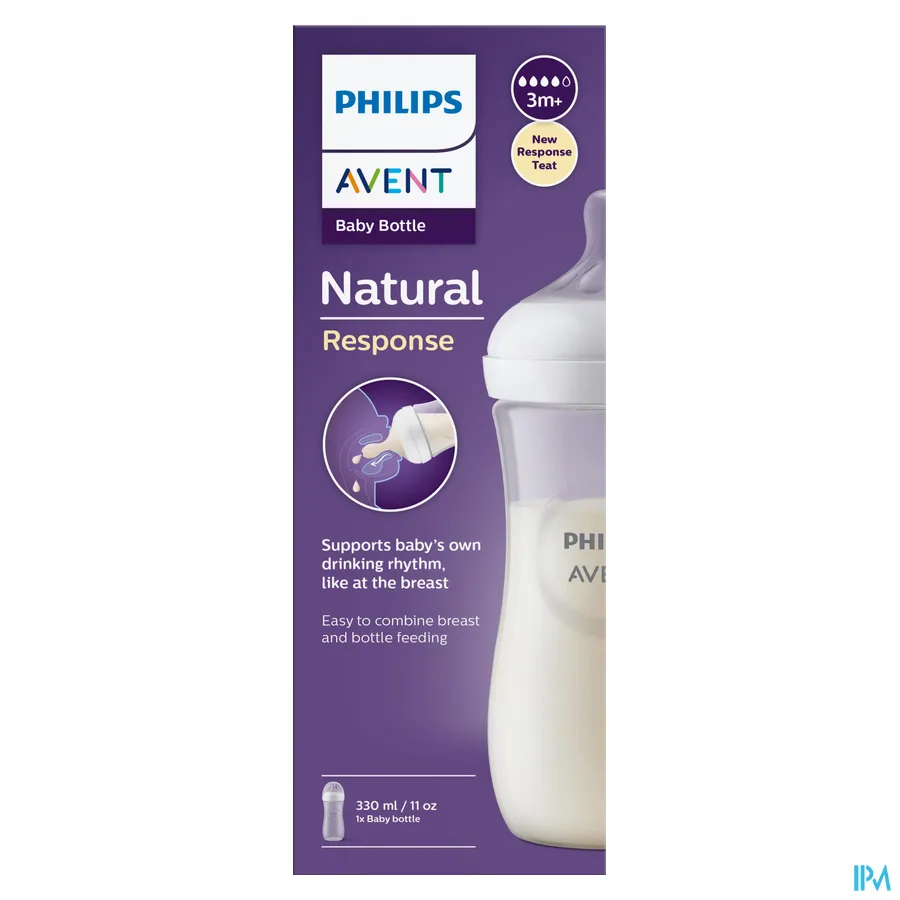 packshot van Philips Avent Natural 3.0 Zuigfles 330 ml 1stuk