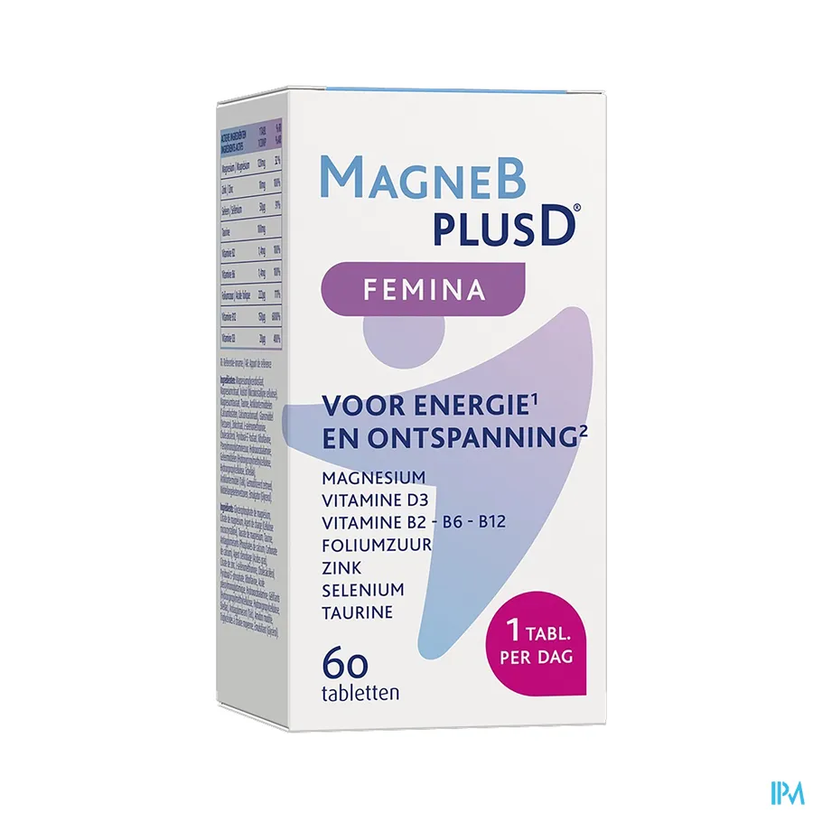 packshot van Magne B plus D Femina 60 Tabletten