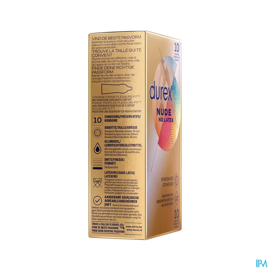 packshot van Durex Nude -No Latex- voor Huid-op-Huid Gevoel 10 Condooms