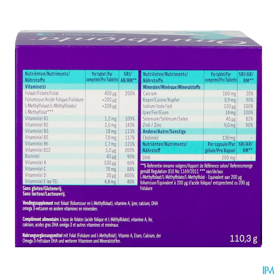 packshot van Omnibionta Postnatal 3 Borstvoeding 8 weken 56 tabletten + 56 capsules