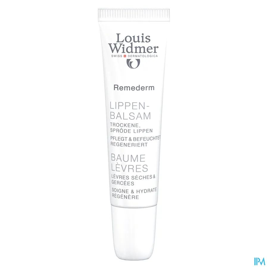 packshot van Louis Widmer Remederm Lippenbalsem zonder Parfum Tube 15 ml