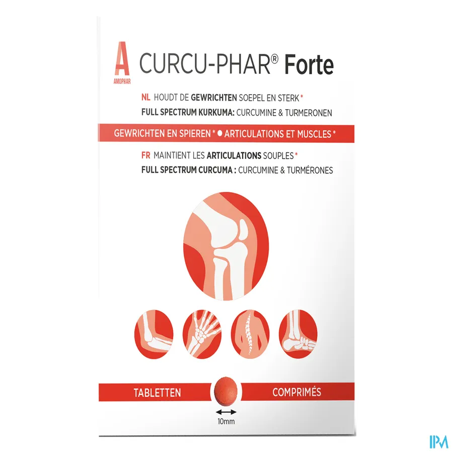 packshot van Curcu-Flam Forte voor Behoud van Soepele en Sterke Gewrichten en Ondersteuning van Behoud Kraakbeen 60 Tabletten