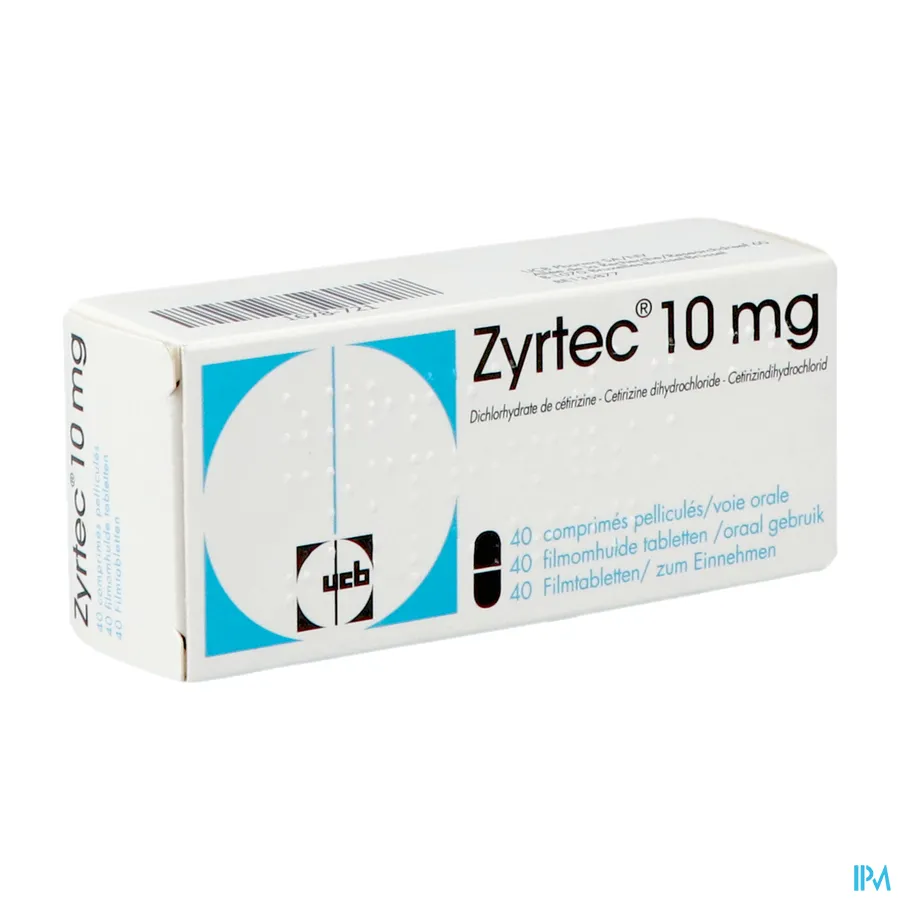 packshot van Zyrtec 10mg 40 tabletten