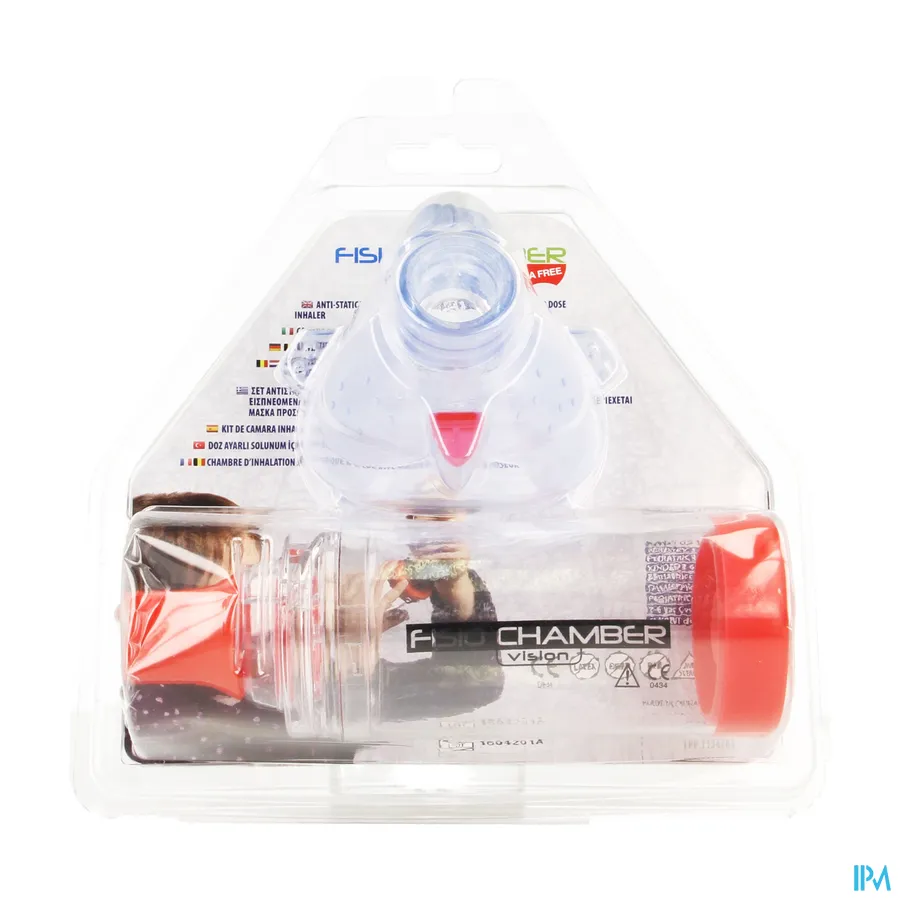 packshot van Fisio Chamber Vision Antistatische Inhalatiekamer met Ventiel en Masker voor Sprayinhalatietoestellen voor Kinderen van 3-6 Jaar