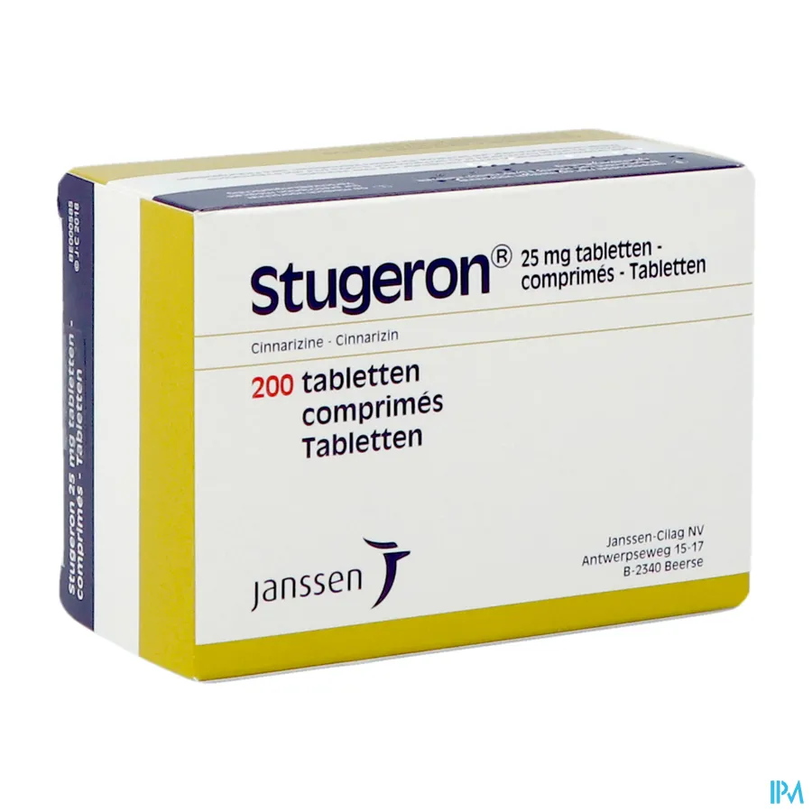 packshot van Stugeron 25 mg 200 tabletten