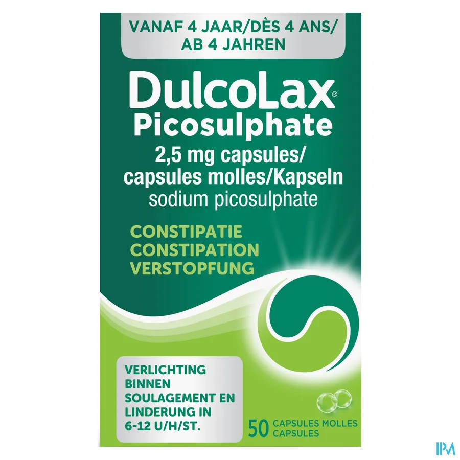 packshot van Dulcolax Picosulphate Laxeermiddel met 2,5 mg 50 Capsules
