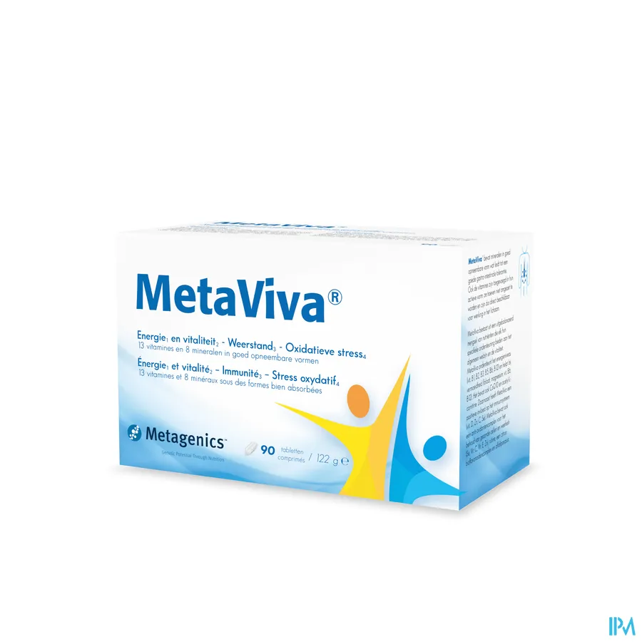 packshot van MetaViva Vitamines en Mineralen voor Energie, Vitaliteit en Weerstand en tegen Oxidatieve Stress 90 Tabletten