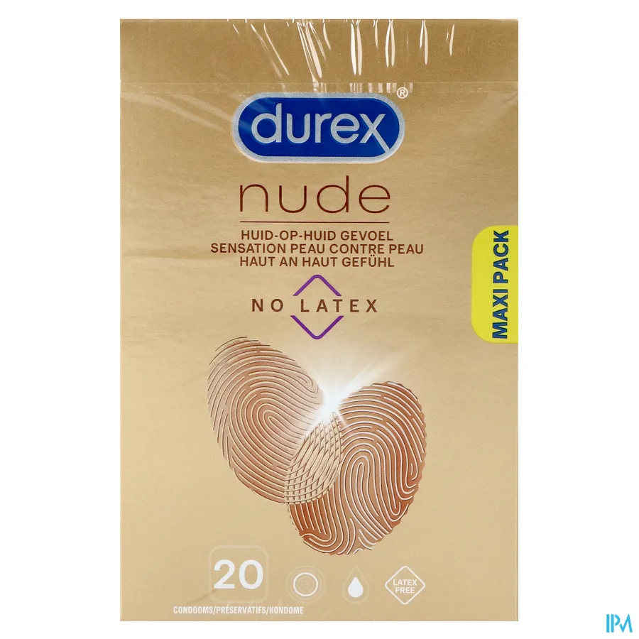 packshot van Durex Nude -No Latex- voor Huid-op-Huid Gevoel 20 Condooms