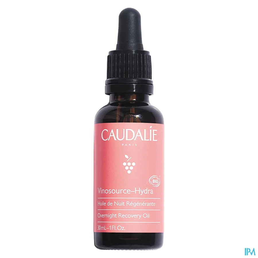 packshot van Caudalie Vinosource-Hydra Herstellende Nachtolie Druppelflacon 30 ml