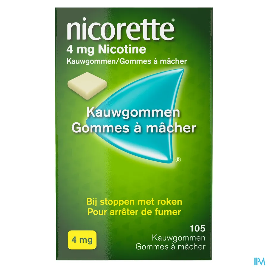 packshot van Nicorette Kauwgom 4mg 105 stuks