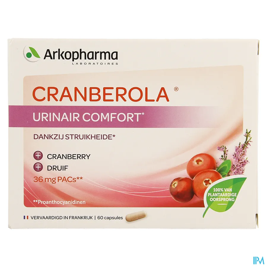 packshot van Cranberola voor Urinair Comfort 60 Capsules