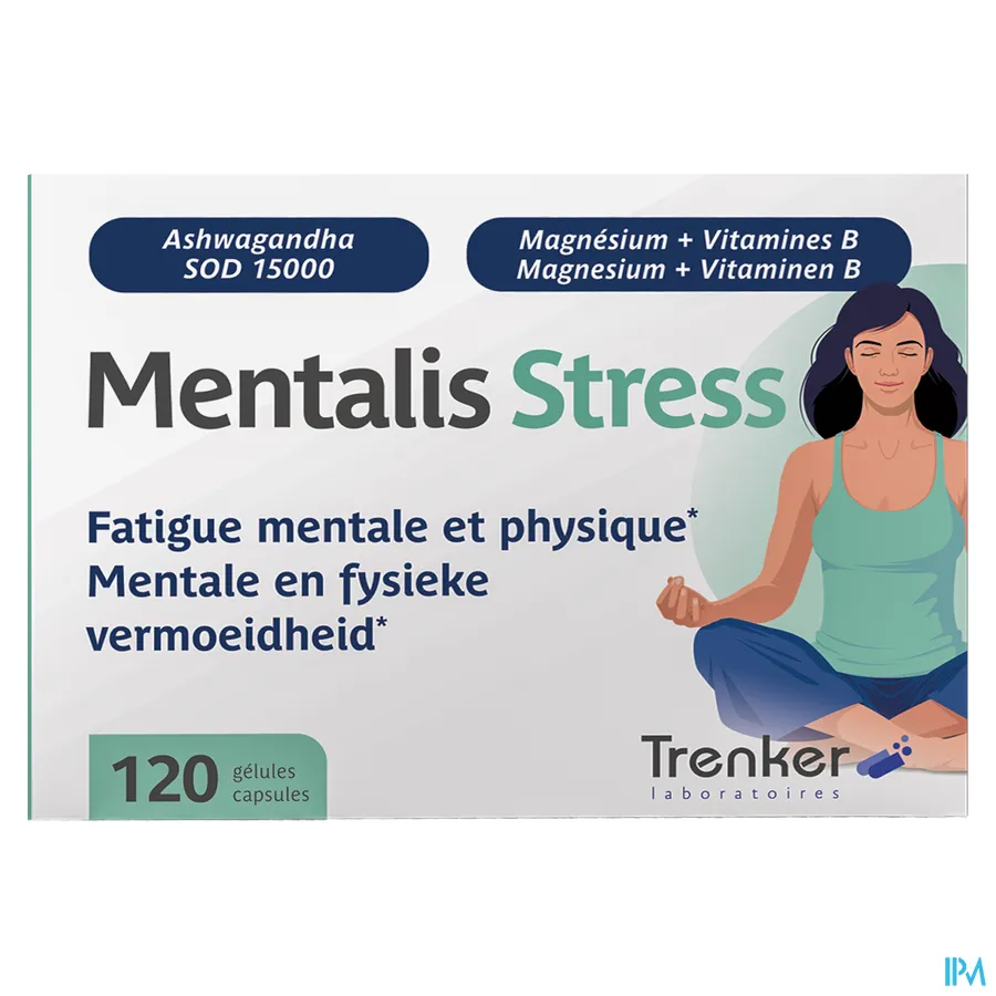 packshot van Mentalis Stress bij Mentale en Fysieke Vermoeidheid 120 Capsules