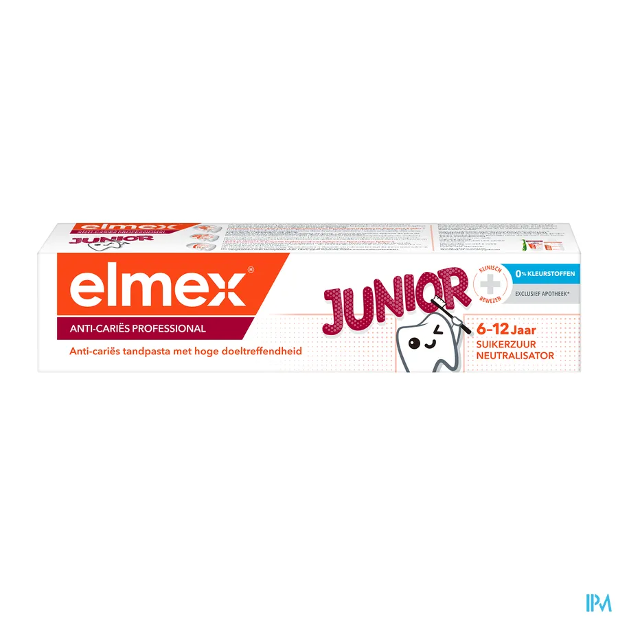 packshot van Elmex Anti-Cariës Professional Junior Anti-Cariës Tandpasta voor Sterkere Tanden voor Kinderen van 6-12 Jaar 75 ml