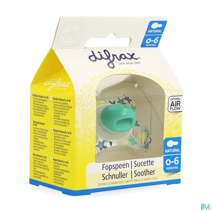 packshot van Difrax Fopspeen Natural 0-6m