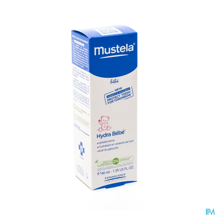packshot van Mustela Baby en Kind Hydra Bébé Gelaatscrème voor Normale Huid 40 ml