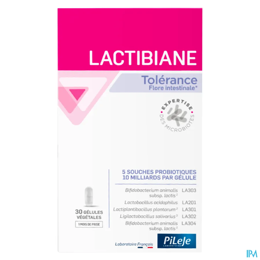 packshot van Pileje Lactibiane Tolerance 30 capsules
