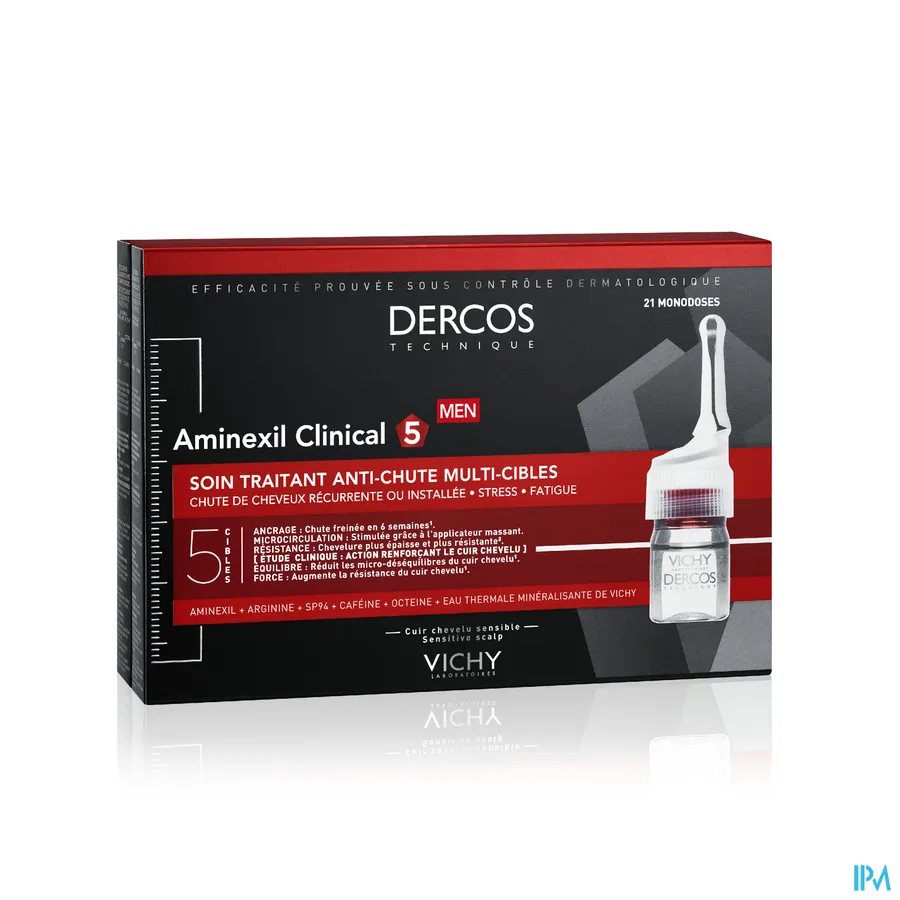 packshot van Vichy Dercos Aminexil Clinical 5 Mannen 21 ampullen