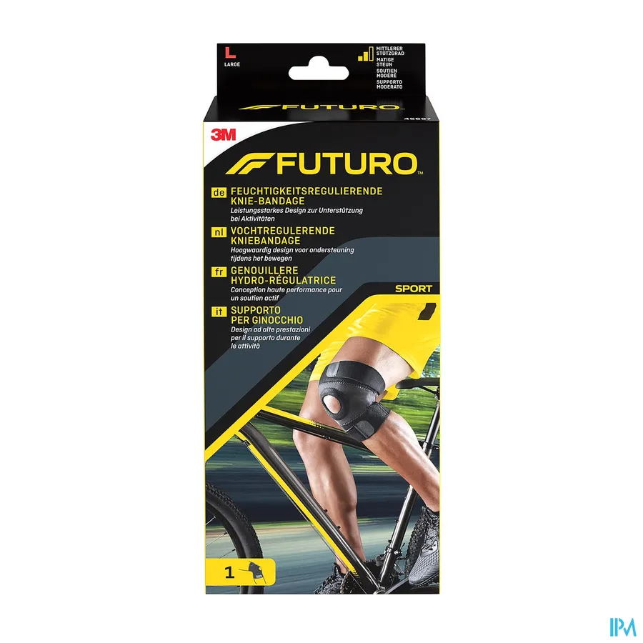 packshot van Futuro Sport Vochtregulerende Kniebandage Maat Large (Middelmatige Steun)