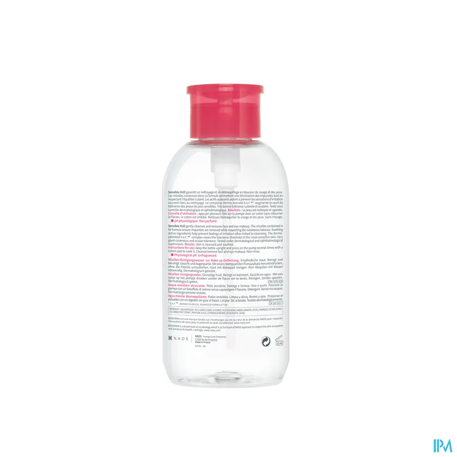 packshot van Bioderma Sensibio H2o Micellaire Oplossing Met Doseerpomp 500ml