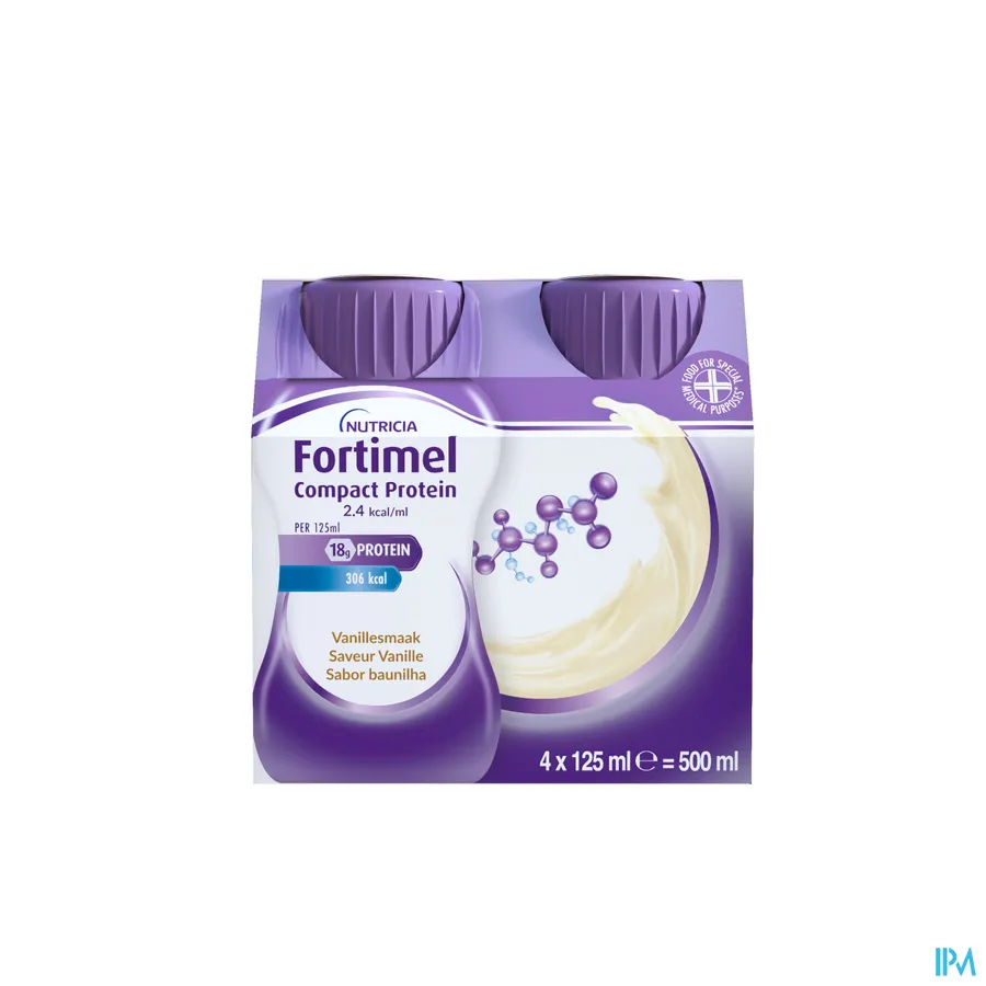 packshot van Fortimel Compact Protein 2.4kcal Vanilla 4x125ml