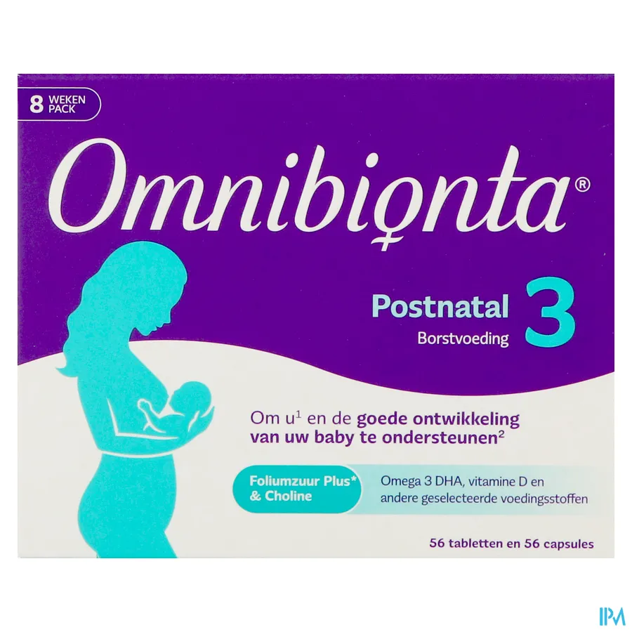 packshot van Omnibionta Postnatal 3 Borstvoeding 8 weken 56 tabletten + 56 capsules