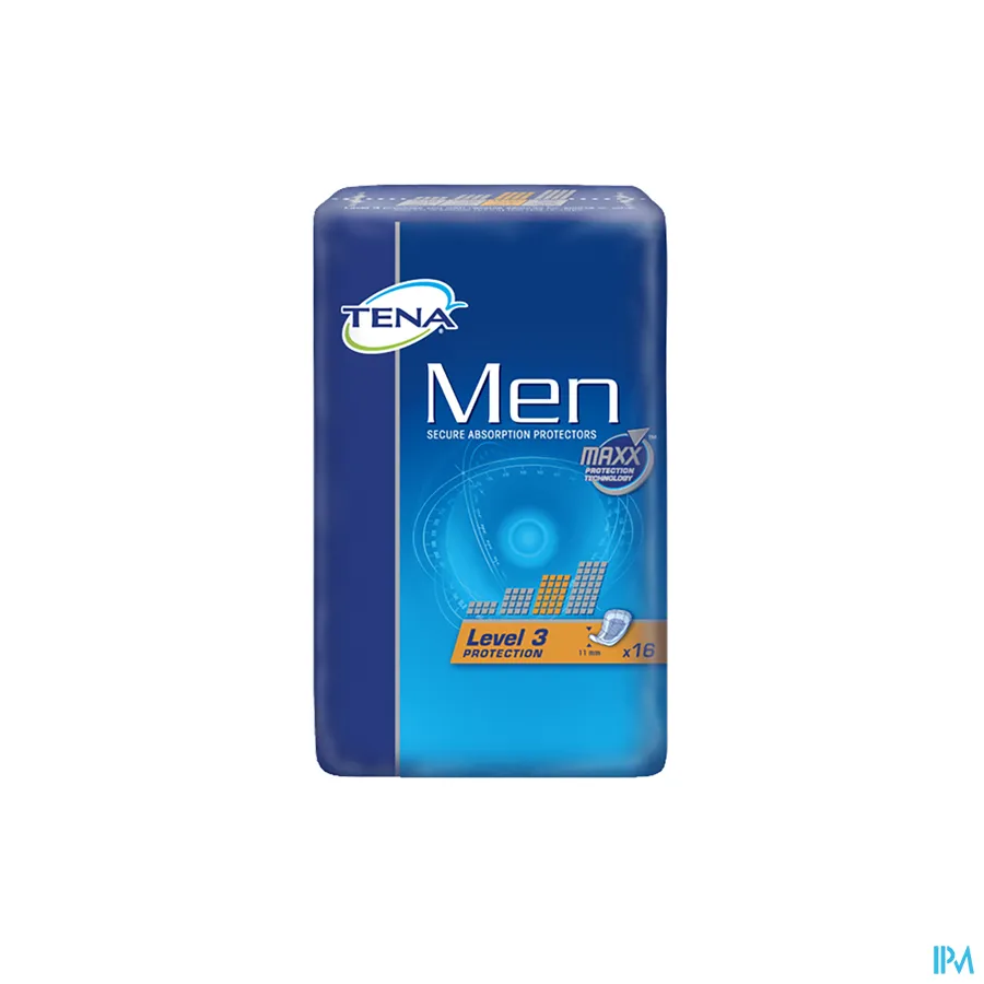 packshot van Tena for Men Level 3 Absorberend Verband voor Mannen met Matig tot Zwaar Urineverlies 16 Stuks
