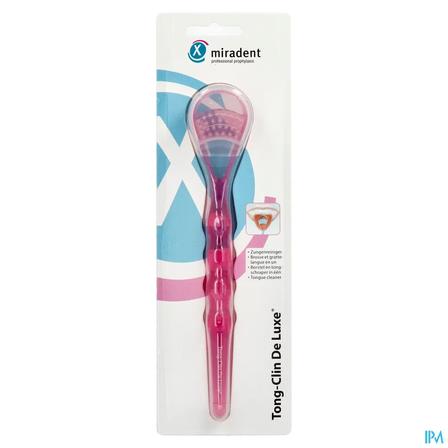 packshot van Miradent Tongschraper Deluxe Roze