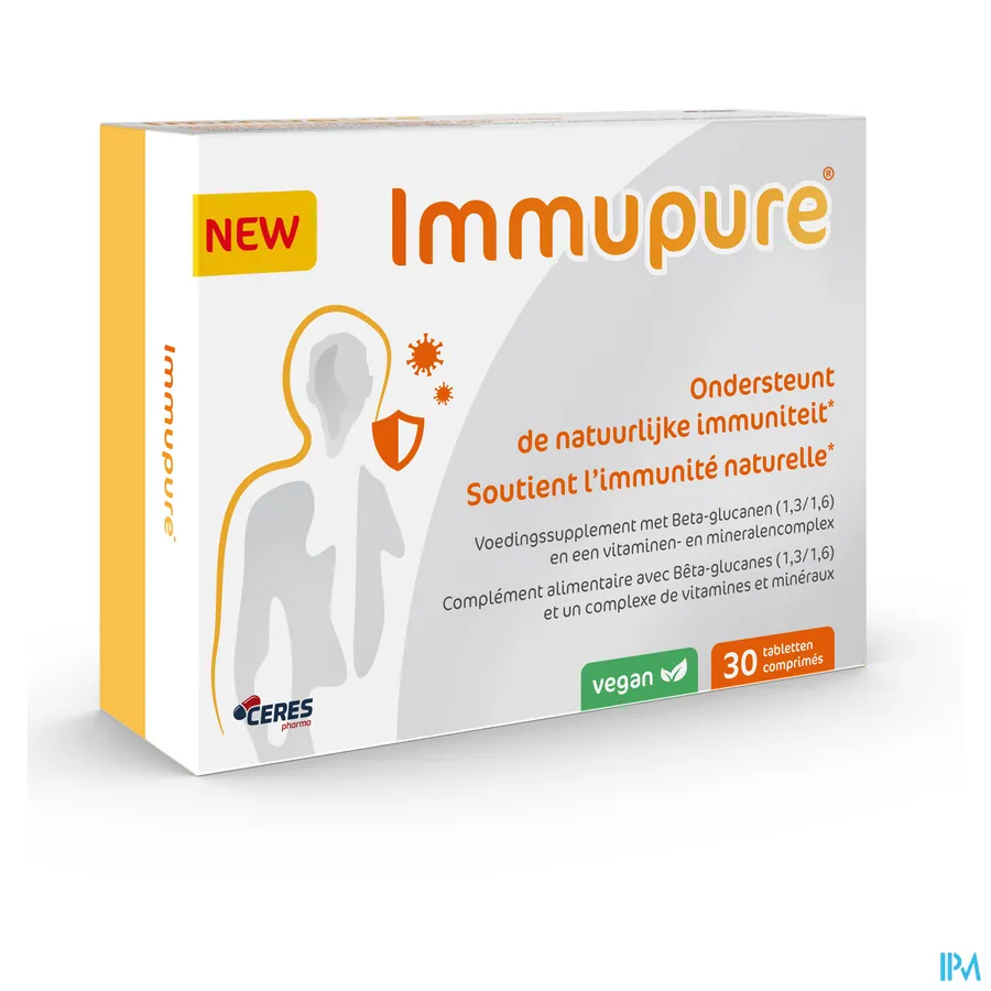 packshot van Immupure voor Ondersteuning van de Natuurlijke Immuniteit 30 Vegan Tabletten