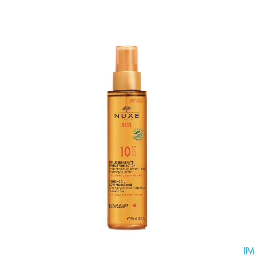 packshot van Nuxe Sun Bruiningsolie Gelaat en Lichaam SPF10 150 ml