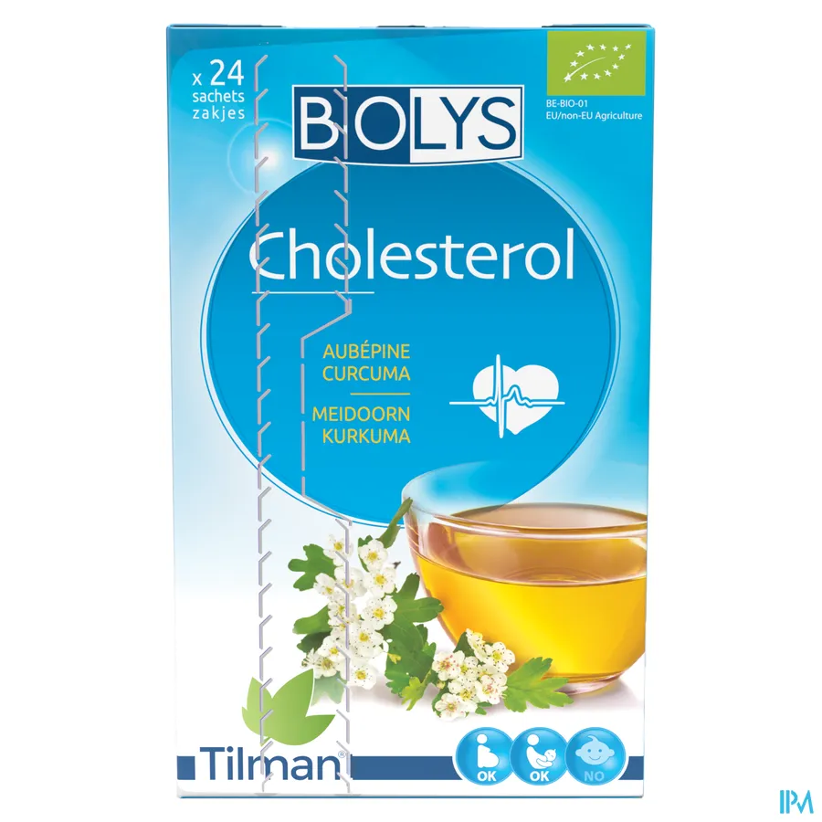 packshot van Tilman Biolys Cholesterol Meidoorn-Kurkuma 24 zakjes