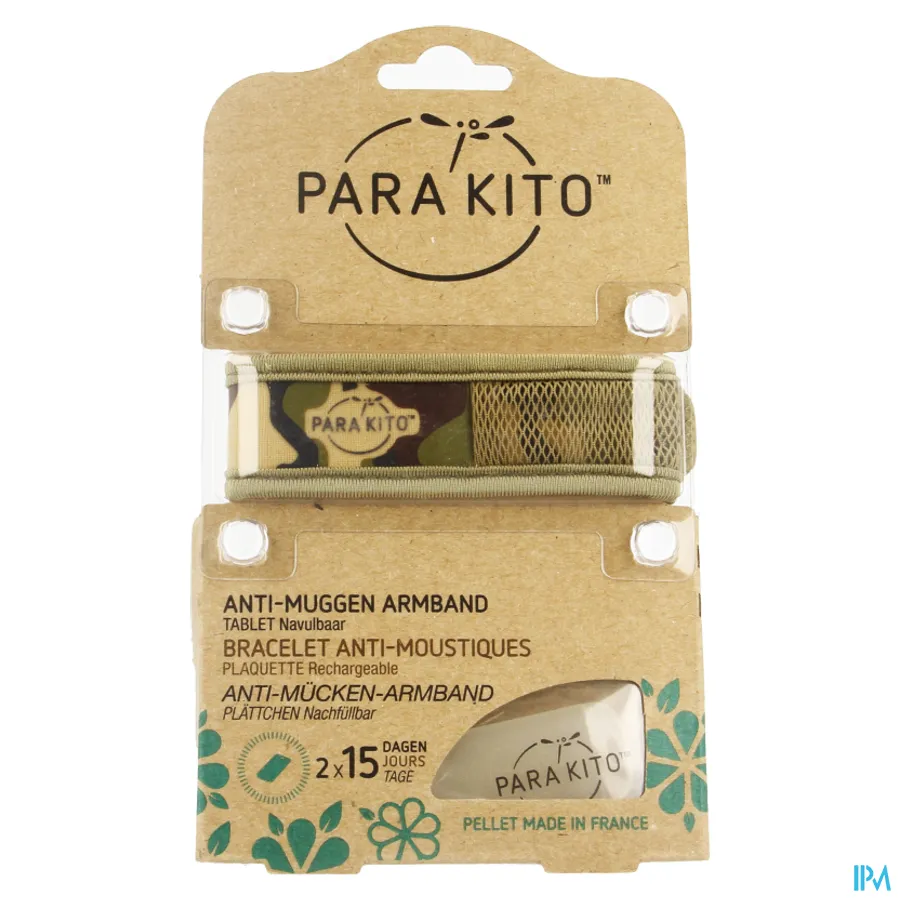 packshot van ParaKito Anti-Muggen Armband Jungle en Tropical Camouflage met 2 Navultabletten